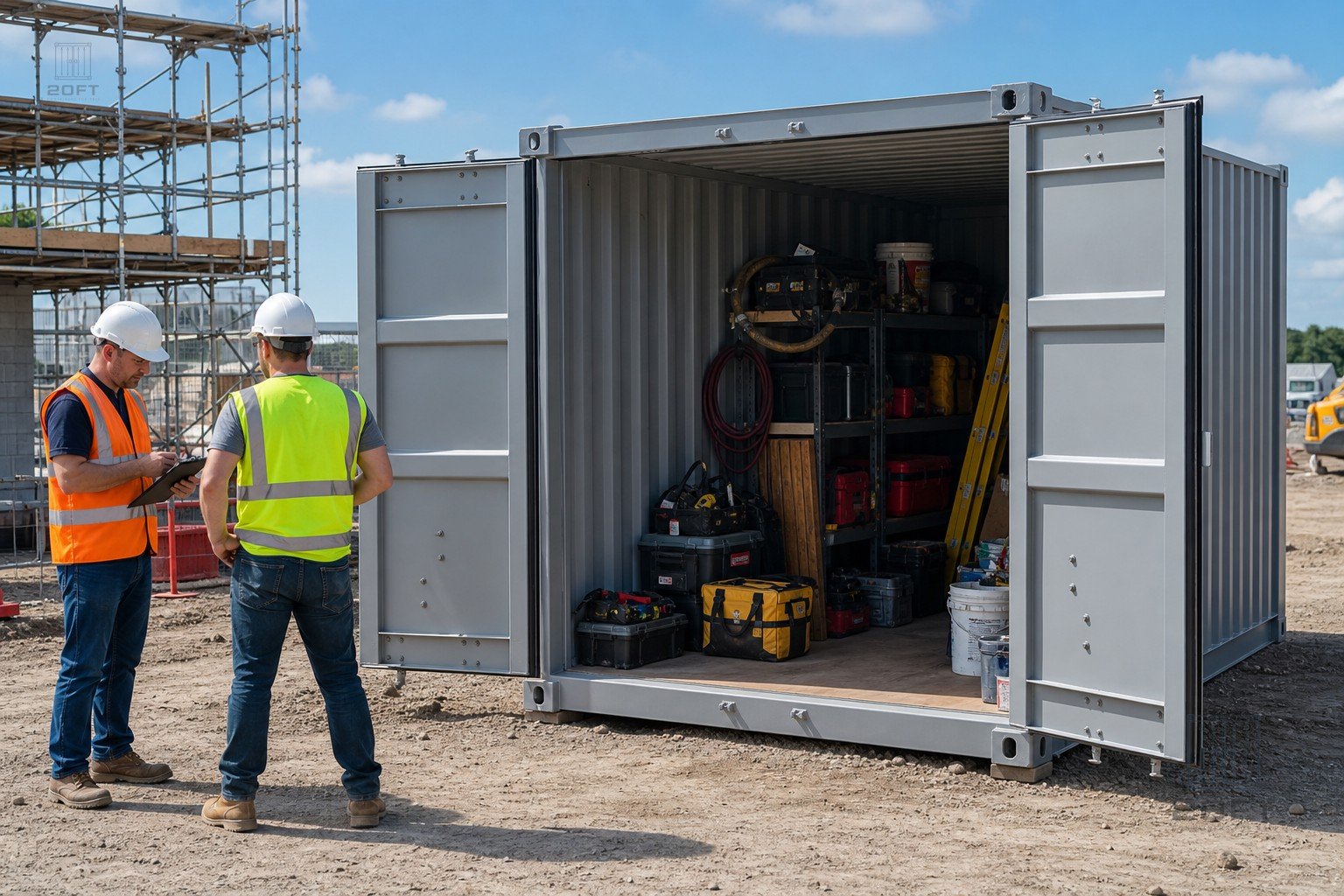 20ft container used for jobsite storage