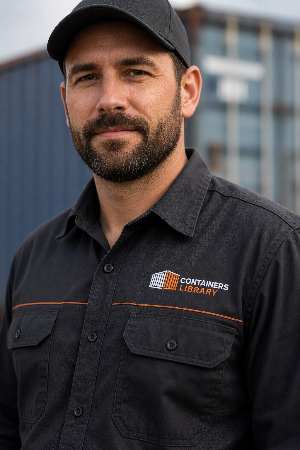 Logo on Containers Libarry staff shirt